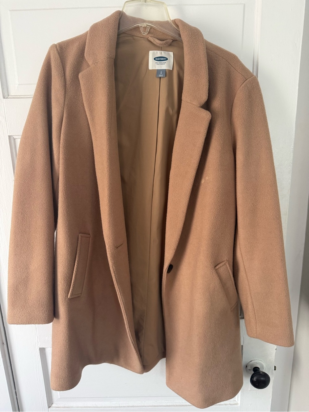 Old Navy Tan Wool-Blend Trench Coat